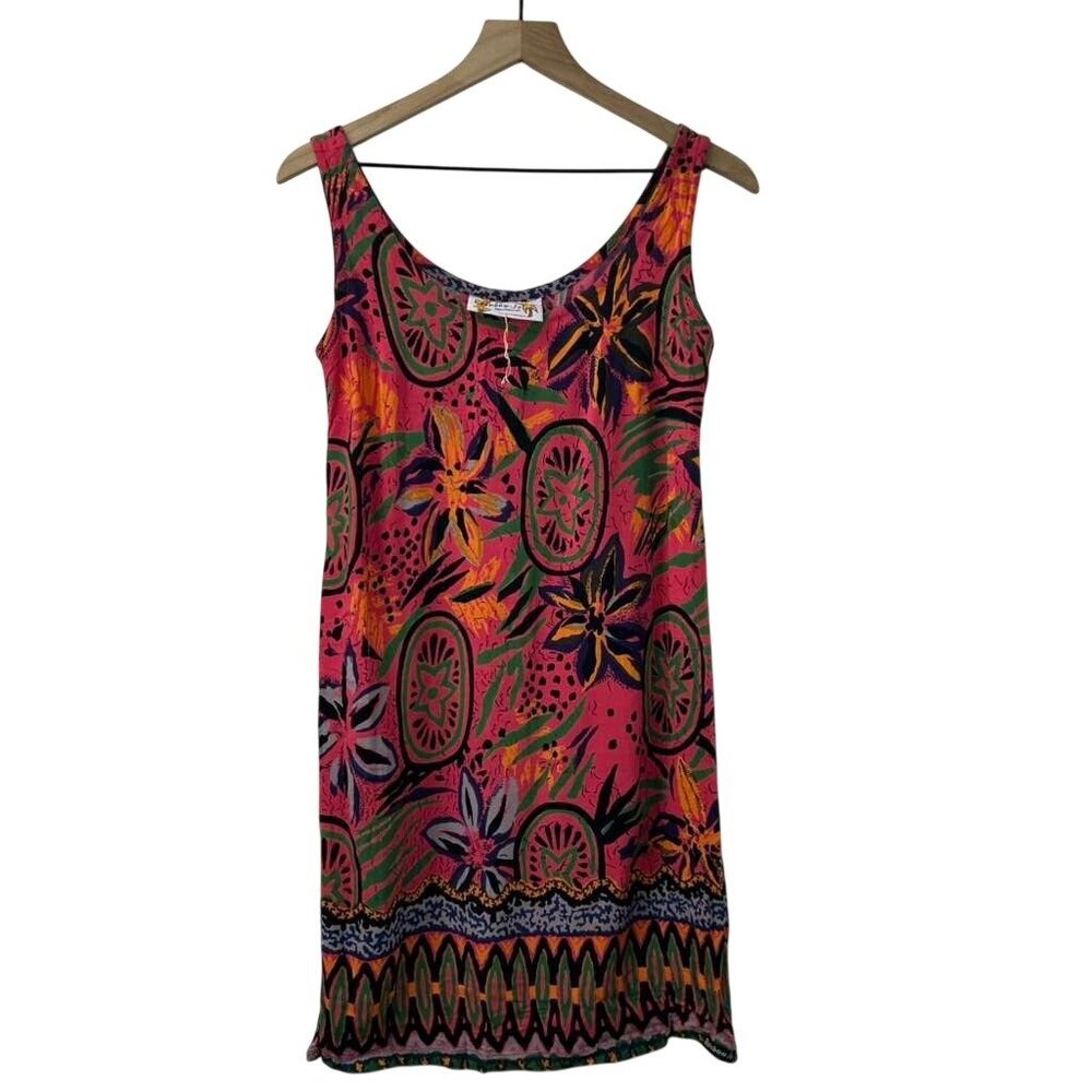 Rainbow Jo Maui Hawaii Women's Small Tropical Sleeveless Dress 100% Rayon